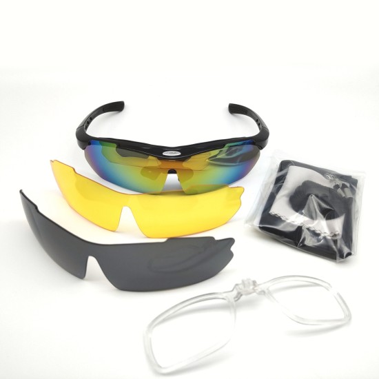 Bright black frame  Cycling glasses sports goggles Detachable lenses