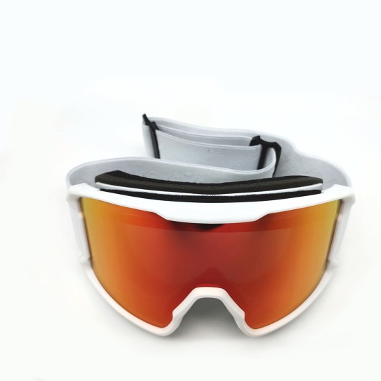 White frame red piece double layer anti-fog sand protection ski glasses