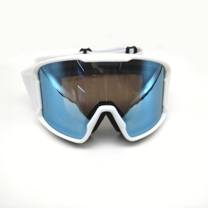 White frame blue piece double-layer anti-fog sand protection ski glasses