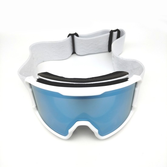 White frame blue piece double-layer anti-fog sand protection ski glasses